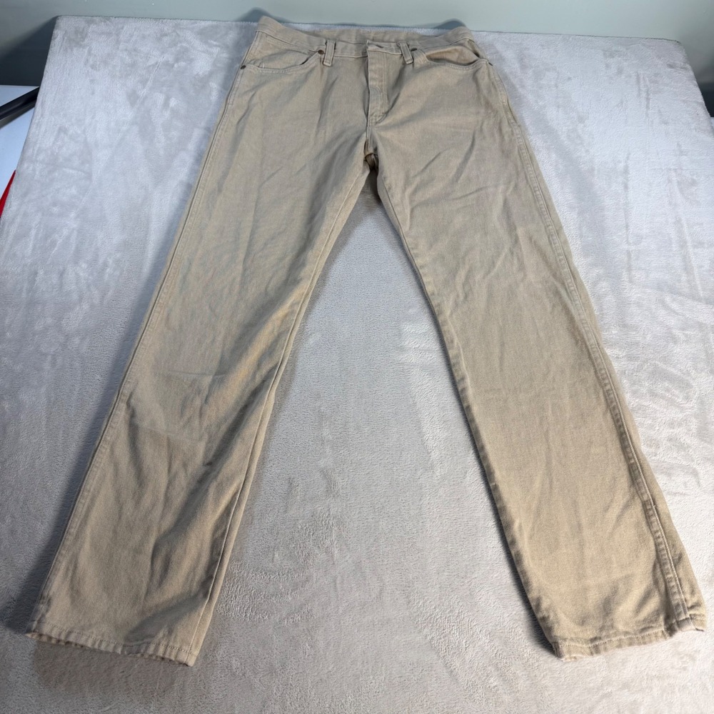 Wrangler Cowboy Cut Straight Jeans Mens 33x34 Tan Cotton Denim 1013MWZTN Work
